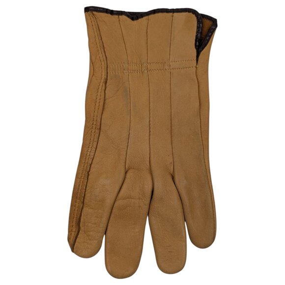 VTG Brotherhood Gloves by Wells Lamont Chicago 1694 Sz M Yellow Buckskin Leather - Picture 4 of 13